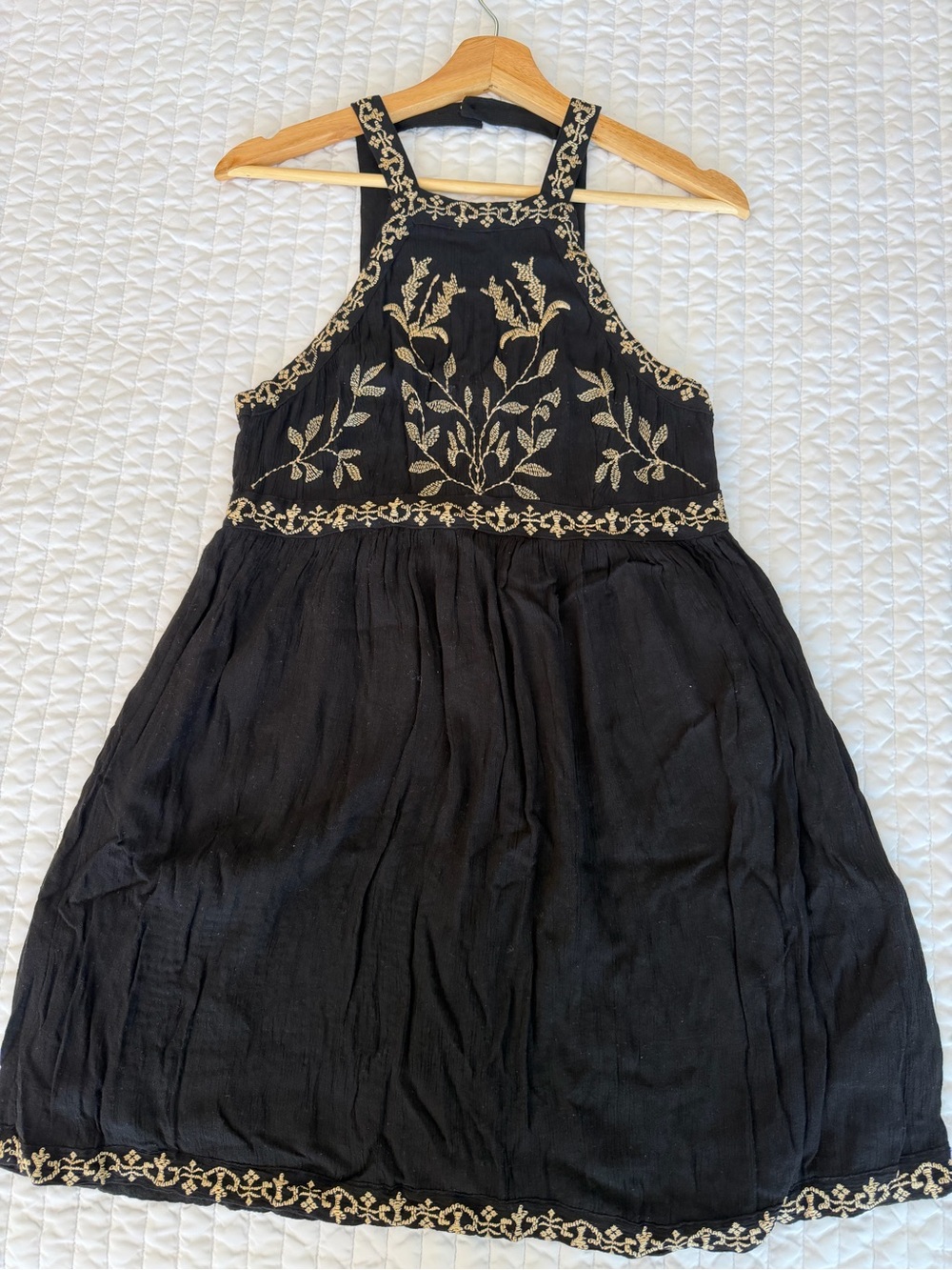 Urban Outfitters Black Embroidered Sleeveless Mini Dress